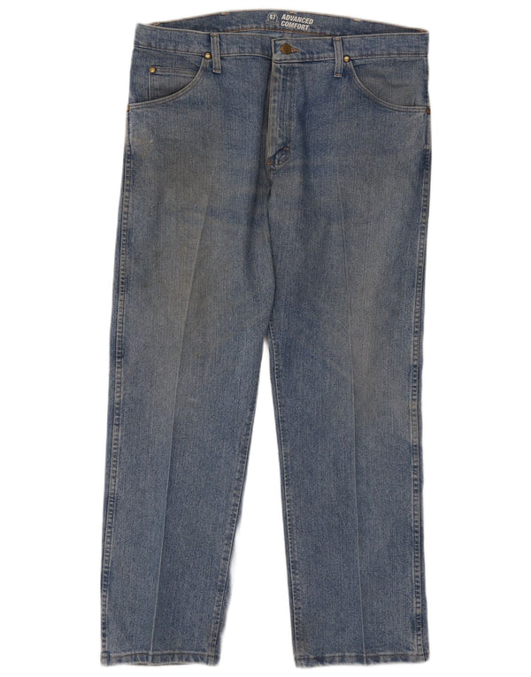 Wrangler Mens Straight Jeans W36 L30 Azul Algodão