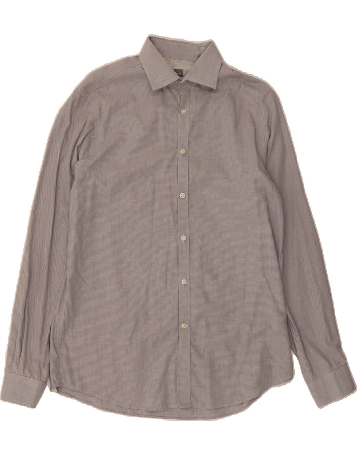 MICHAEL KORS Mens Regular Fit Shirt Size 16 Large Grey Houndstooth Cotton Vintage Michael Kors and Second-Hand Michael Kors from Messina Hembry 