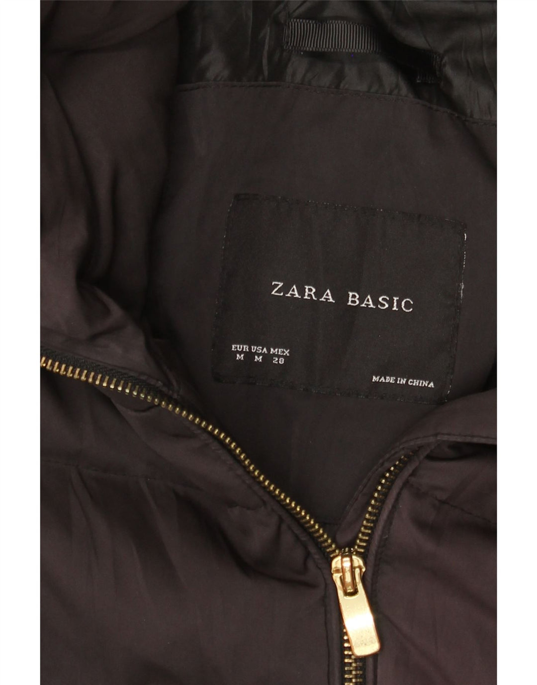 Casaco acolchoado feminino Zara UK 12 médio preto