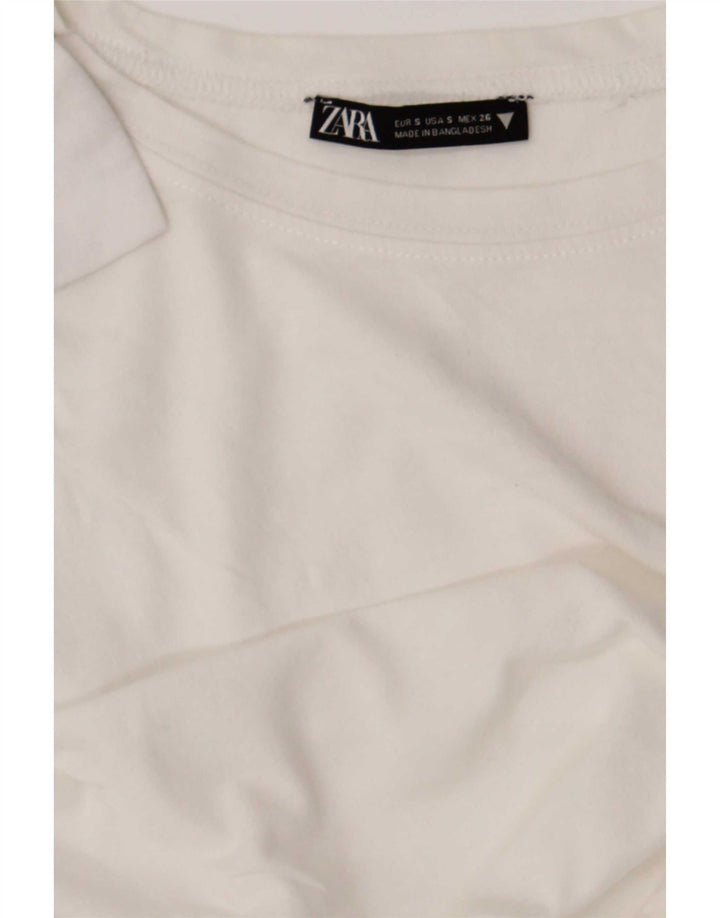 Zara Womens Crop T-Shirt Top UK 10 Pequeno Branco