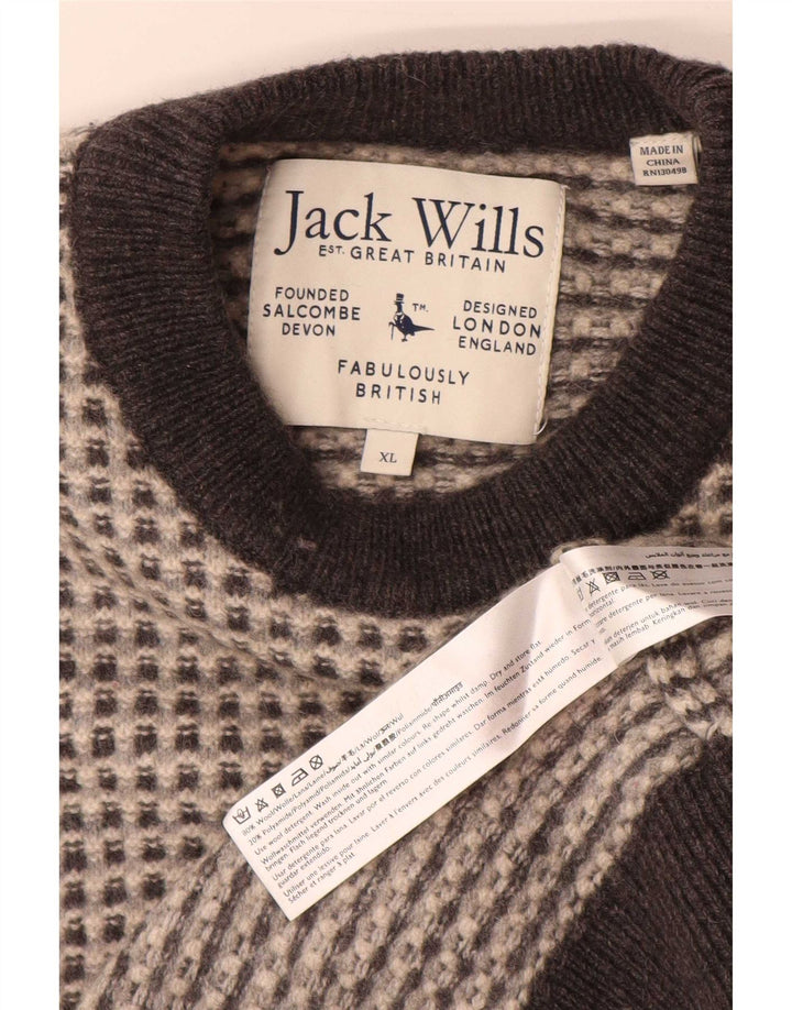 Suéter masculino Jack Wills com gola redonda XL de lã manchada cinza