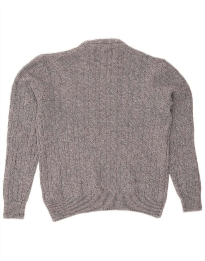 Suéter feminino Jack Wills com gola redonda Reino Unido 14 lã manchada cinza médio
