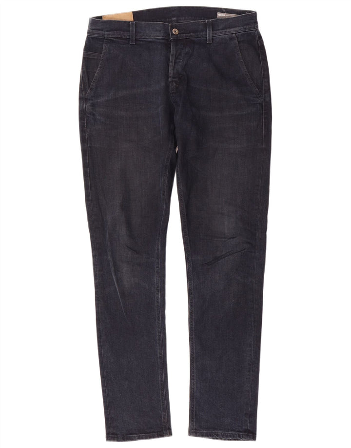 Dondup Mens Straight Jeans W33 L34 Azul Marinho Algodão