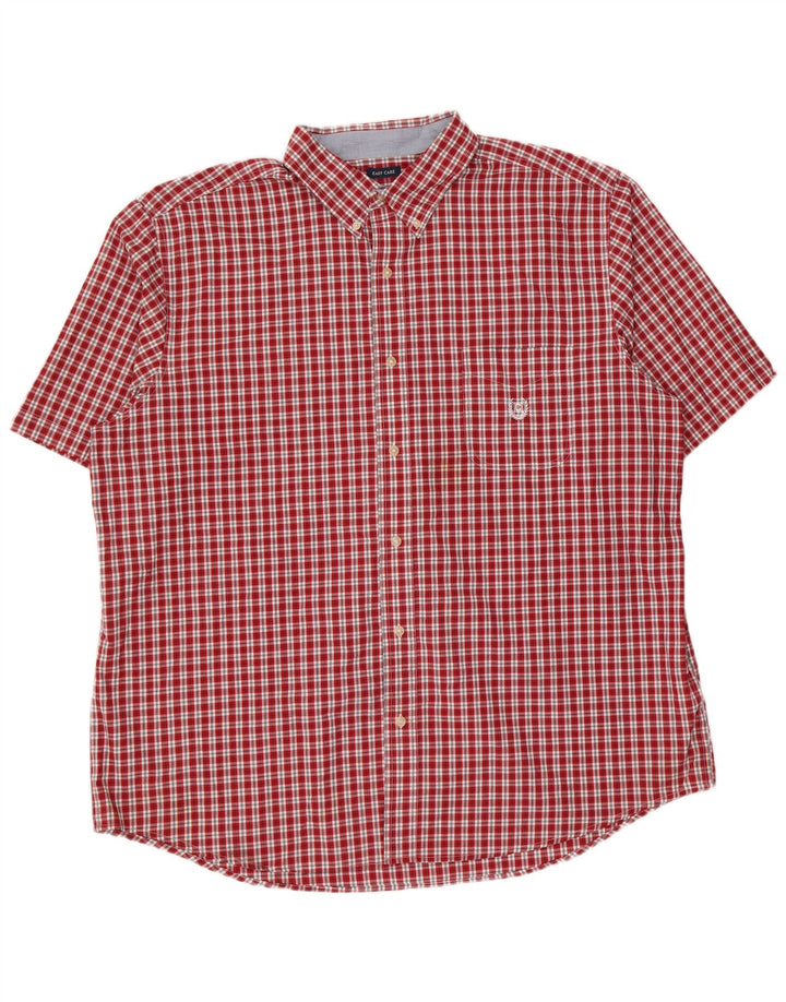 Camisa masculina de manga curta Chaps Easy Care 2XL algodão xadrez vermelho