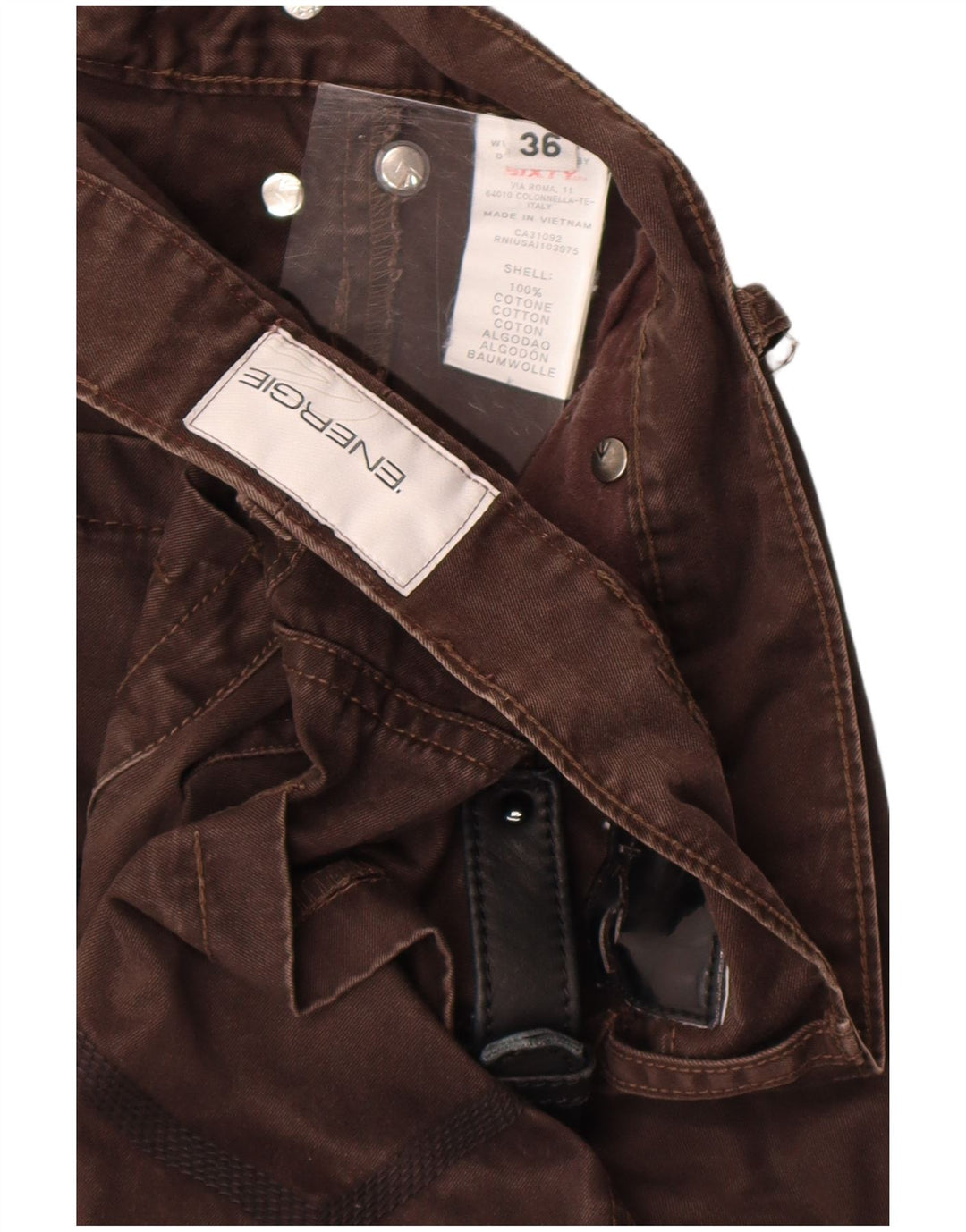 Energie Mens Straight Jeans W36 L34 Marrom Algodão