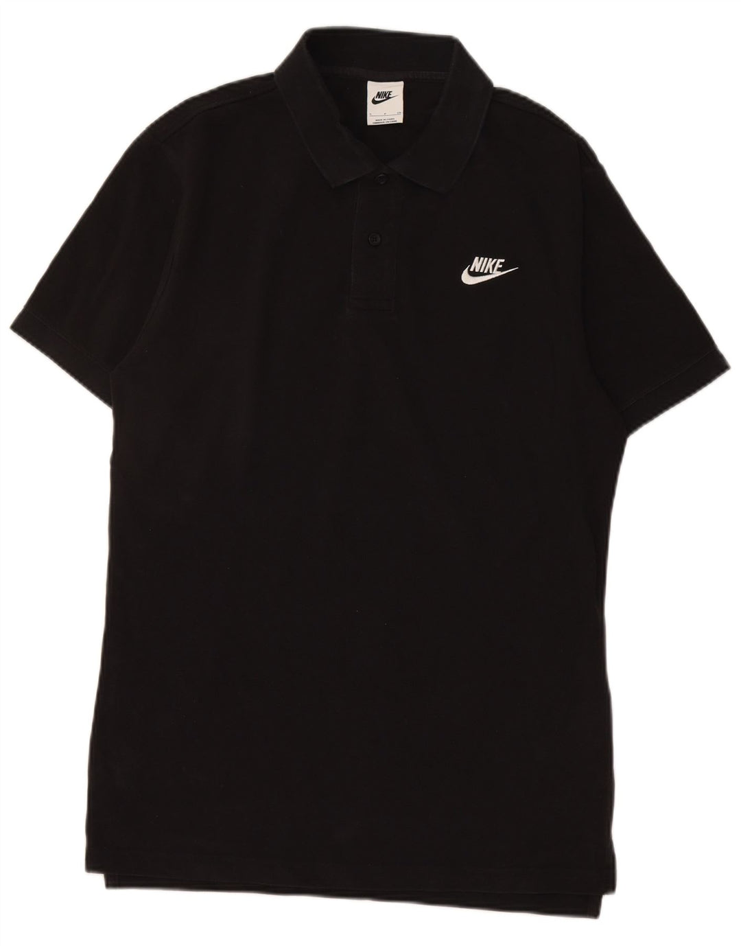Camisa polo masculina NIKE pequena preta de algodão