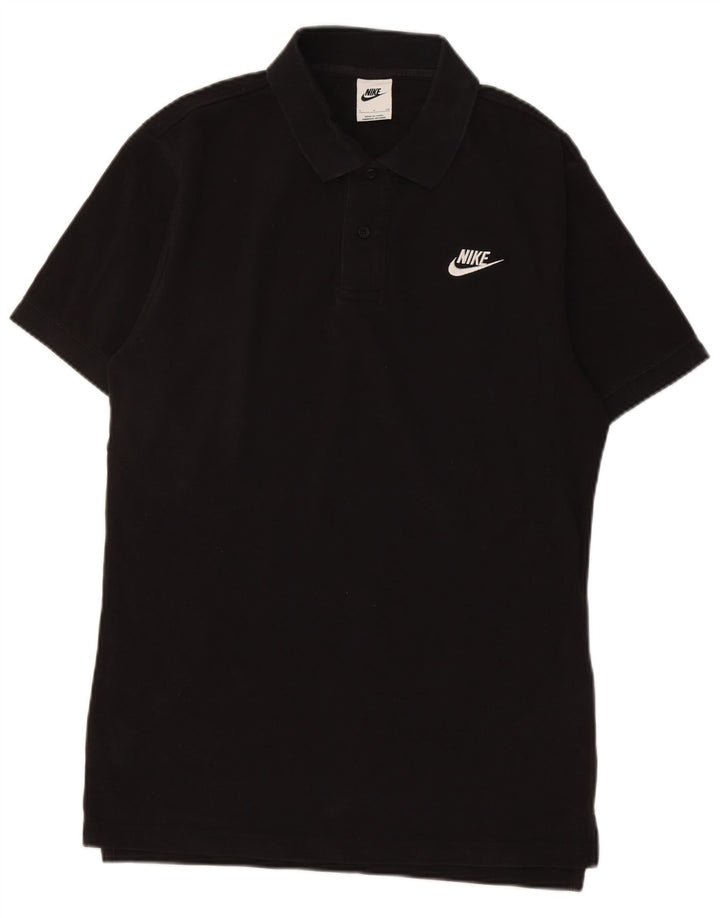 Camisa polo masculina NIKE pequena preta de algodão