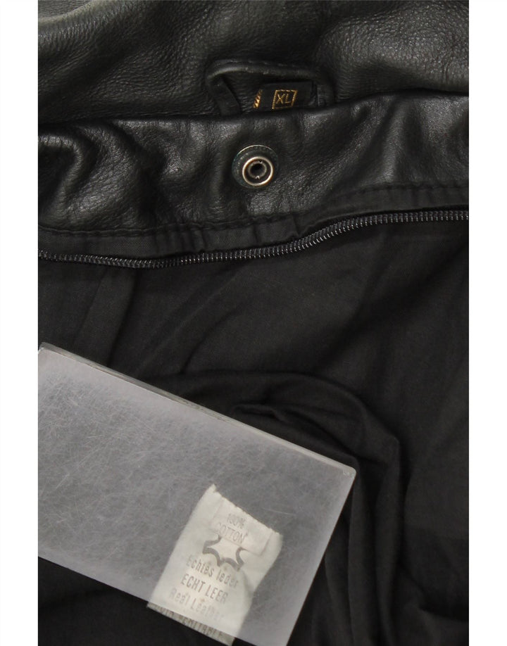 Jaqueta de couro militar masculina vintage Reino Unido 42 XL couro preto