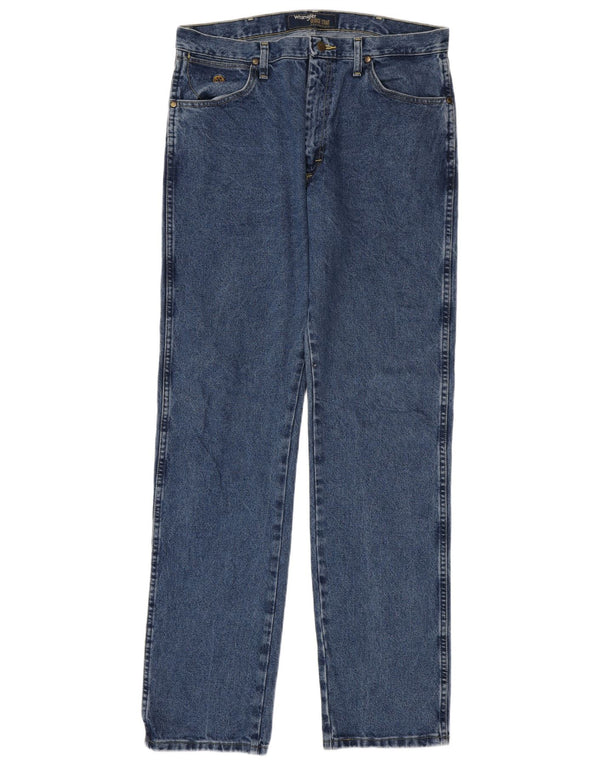Wrangler Mens Straight Jeans W34 L36 Azul Algodão
