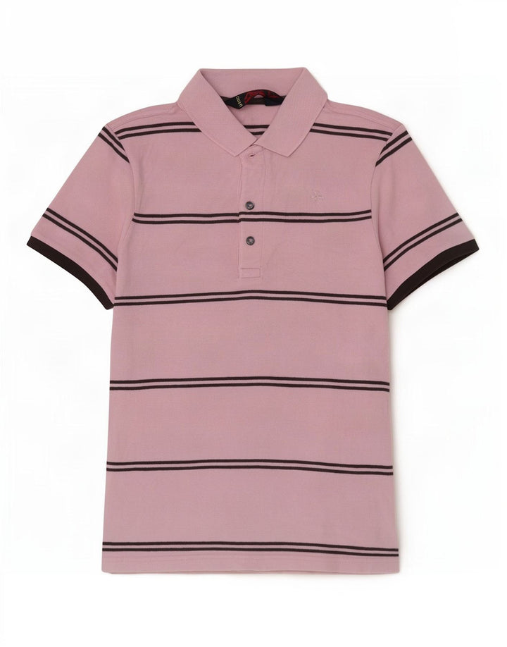 Camisa polo masculina Kappa médio algodão listrado rosa