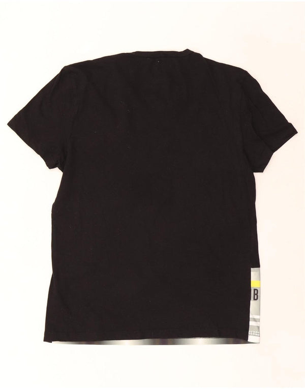 Camiseta gráfica masculina Bikkembergs Top XL preto colorblock algodão