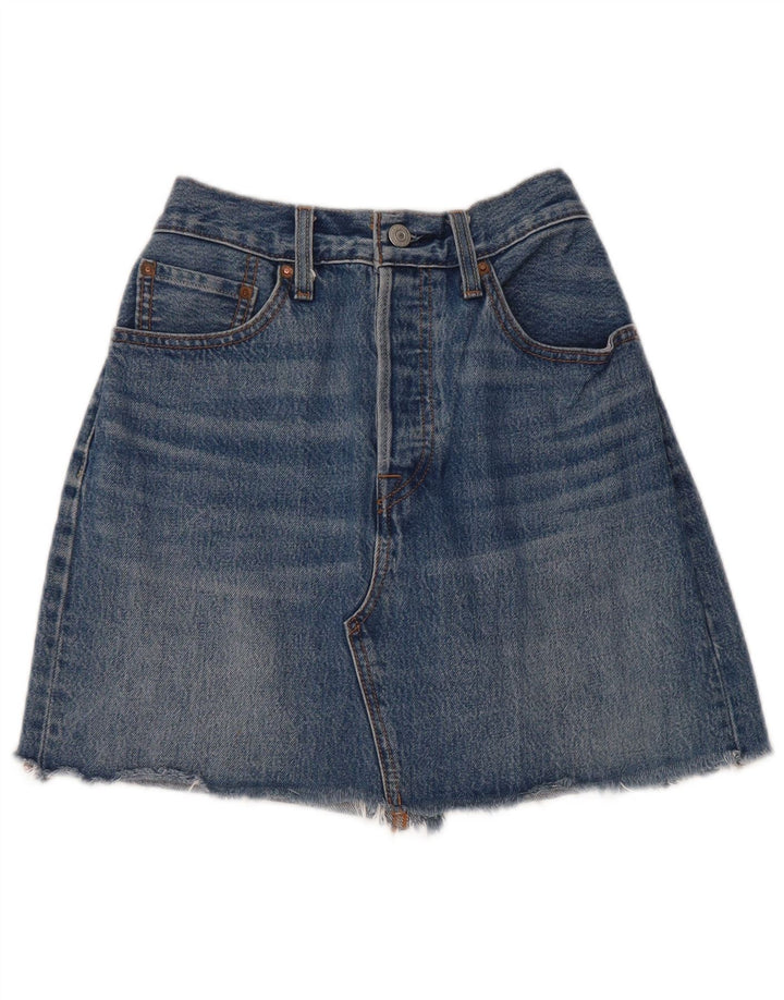 Mini saia jeans feminina LEVI'S W28 azul médio