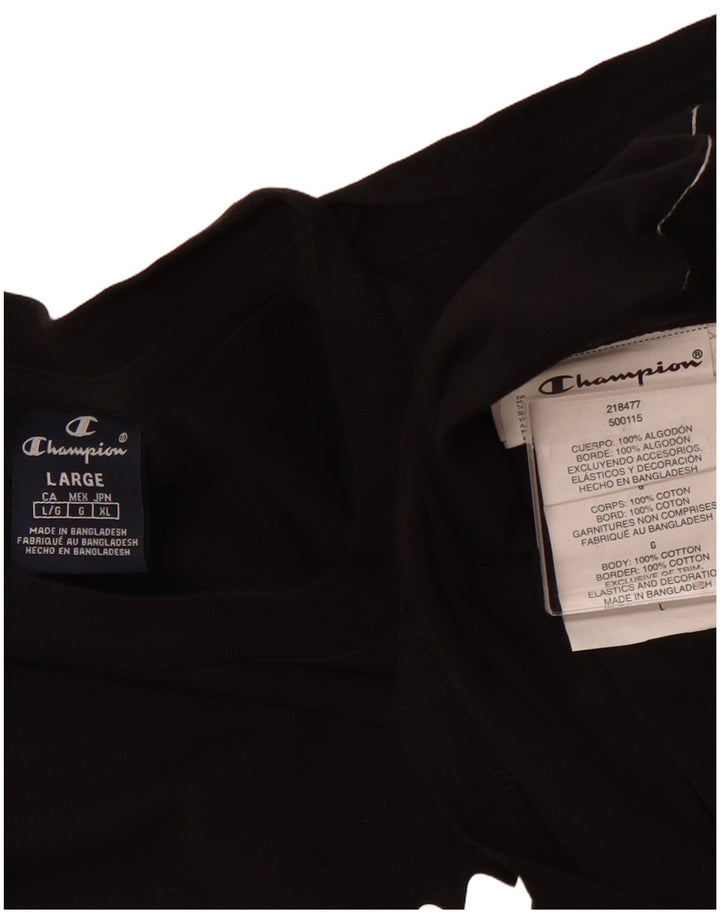 CAMPEÃO Camiseta masculina gráfica grande algodão colorido preto