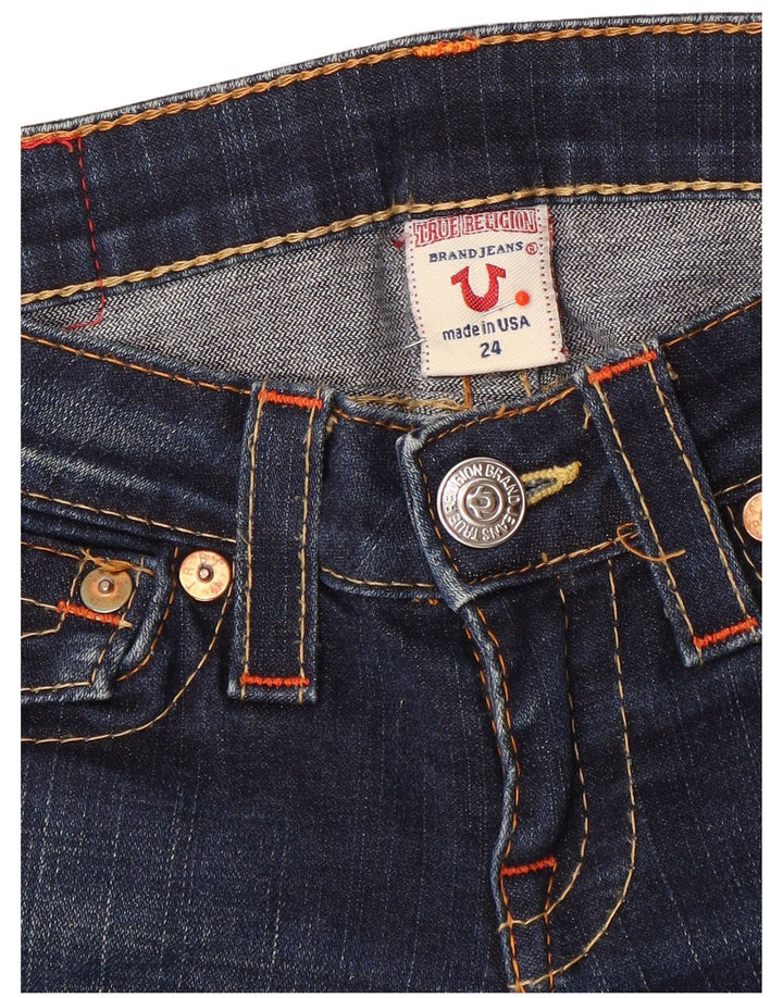 Jeans True Religion feminino slim bootcut W24 L33 algodão azul