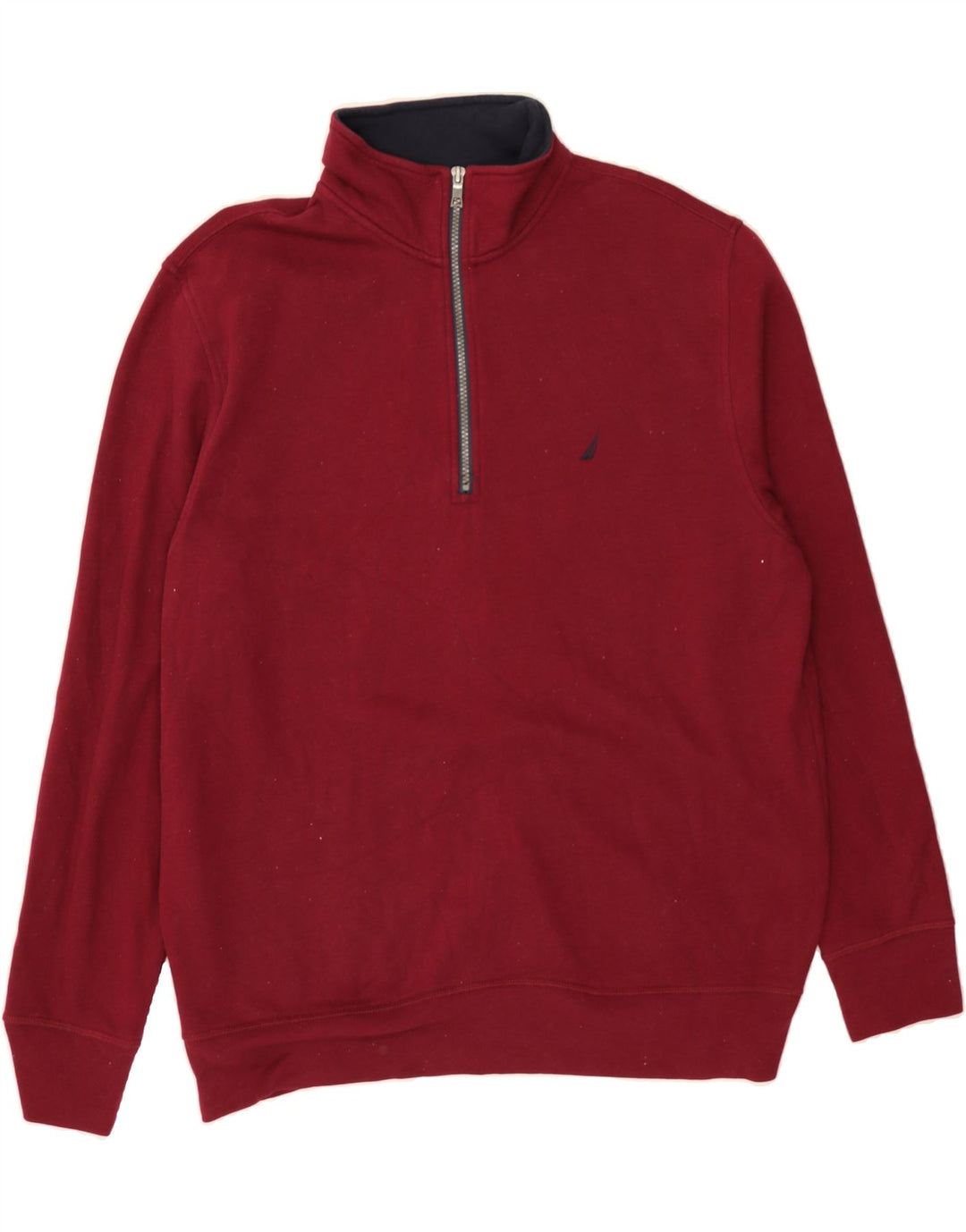 NAUTICA Mens Zip Neck Sweatshirt Jumper XL Maroon Cotton Vintage Nautica and Second-Hand Nautica from Messina Hembry 