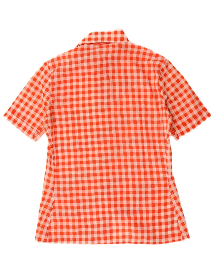 Camisa feminina vintage de manga curta UE 40 médio vermelho guingão