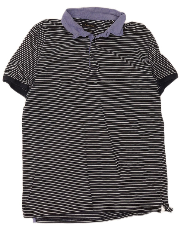 Camisa polo masculina Massimo Dutti XL azul marinho listrado algodão