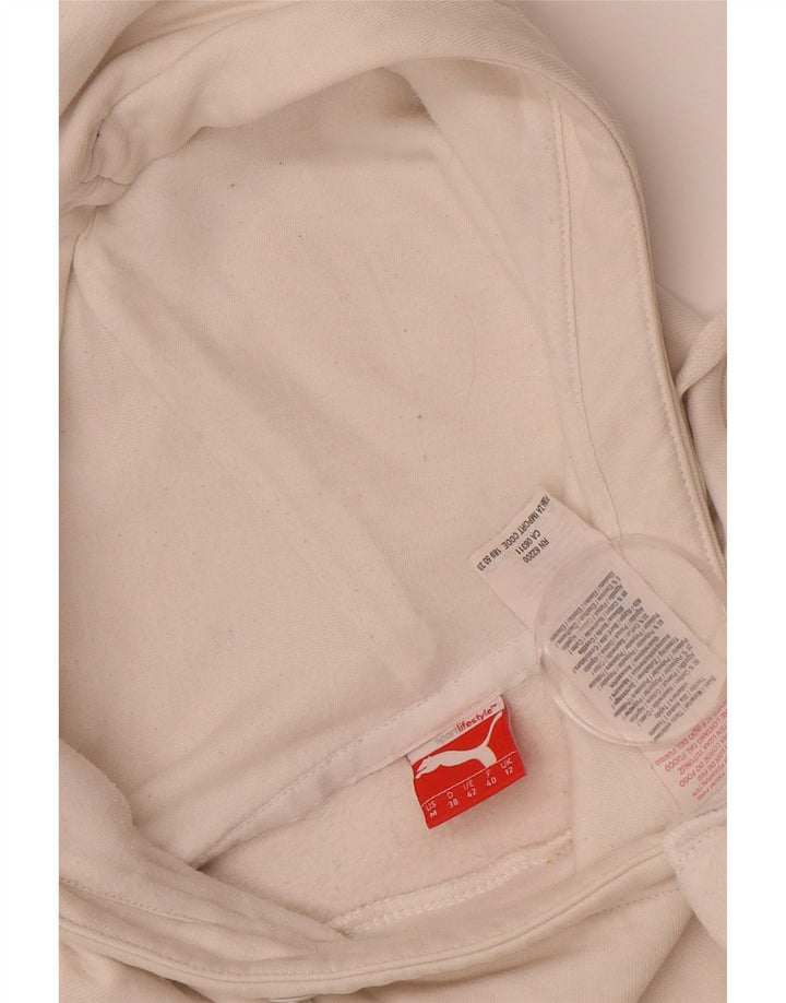 PUMA feminino gráfico moletom com capuz UK 12 médio off white algodão