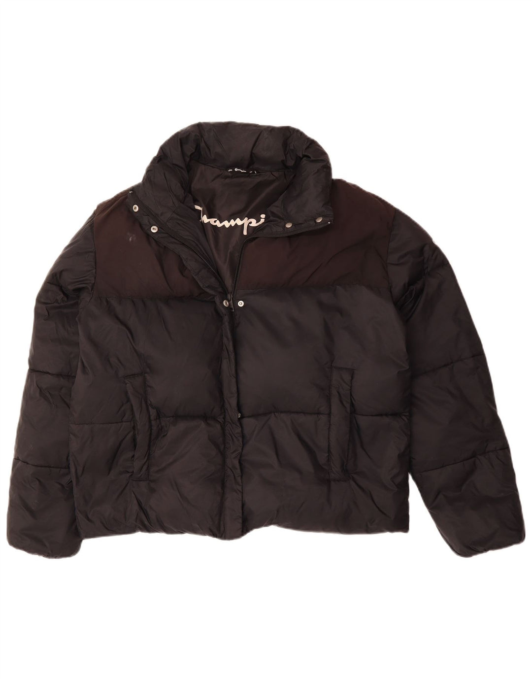 Jaqueta feminina acolchoada de ajuste solto CHAMPION UK 18 XL preto colorblock