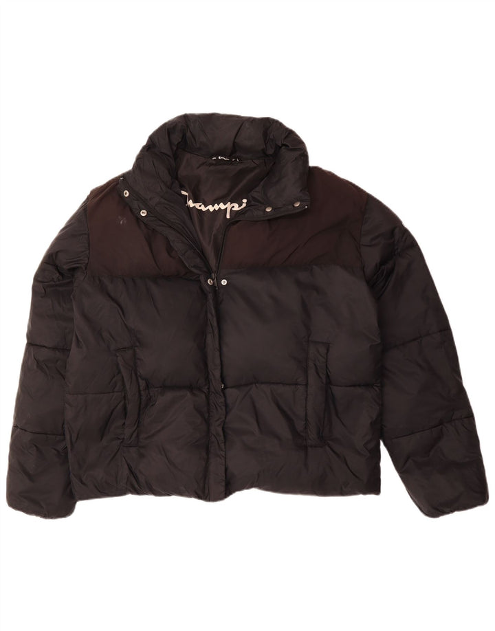 Jaqueta feminina acolchoada de ajuste solto CHAMPION UK 18 XL preto colorblock