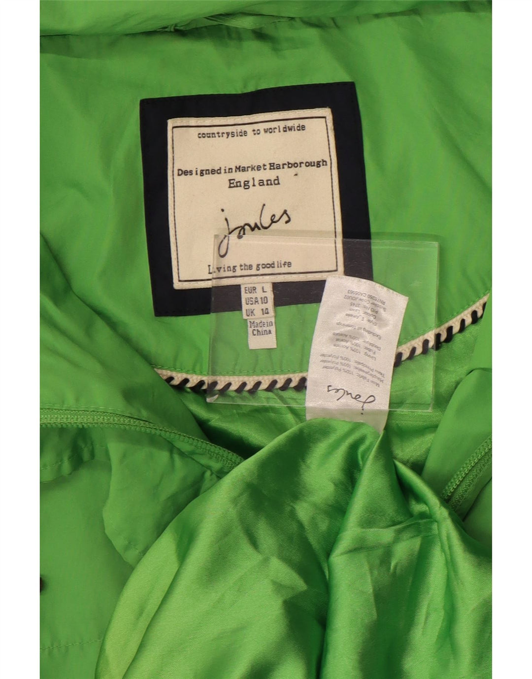 Trench Coat feminino Joules UK 14 grande poliéster verde