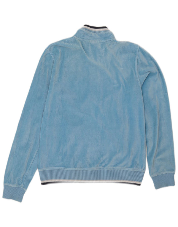 Diadora Womens Velvet Tracksuit Top Jacket UK 10 Pequeno Azul Algodão