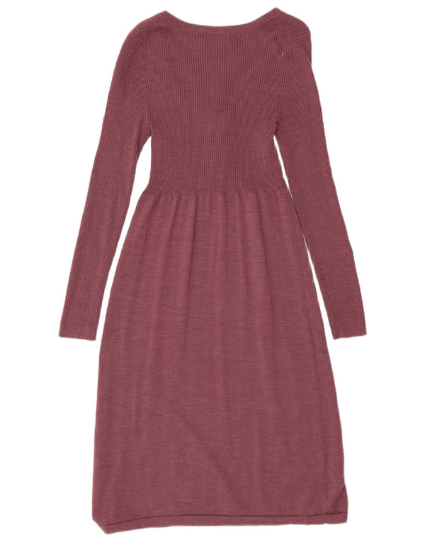 Vestido feminino Boden manga comprida maxi jumper Reino Unido 12 lã roxa média