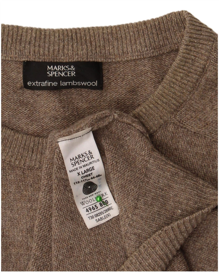 Suéter masculino Marks & Spencer com gola canoa XL marrom lã de carneiro