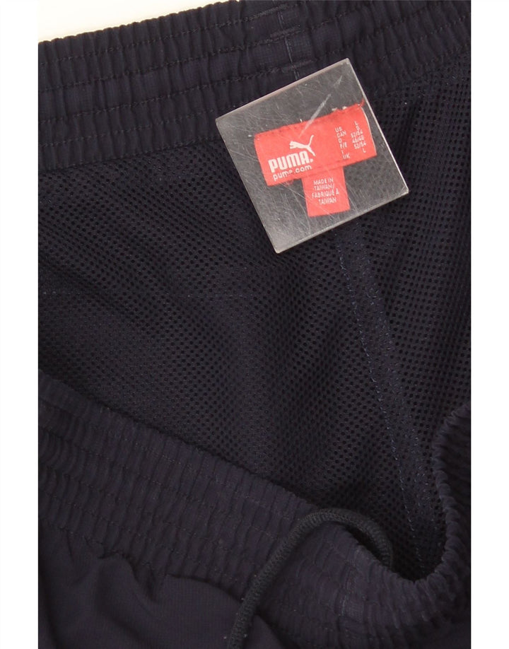 Calça de treino masculina Puma grande bloco colorido azul marinho