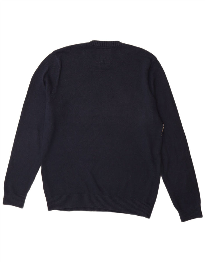 Suéter masculino Hollister com gola redonda grande azul marinho Argyle/Diamante