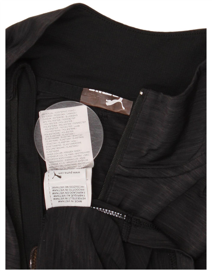 Pulôver feminino Puma com zíper e gola em poliéster cinza médio