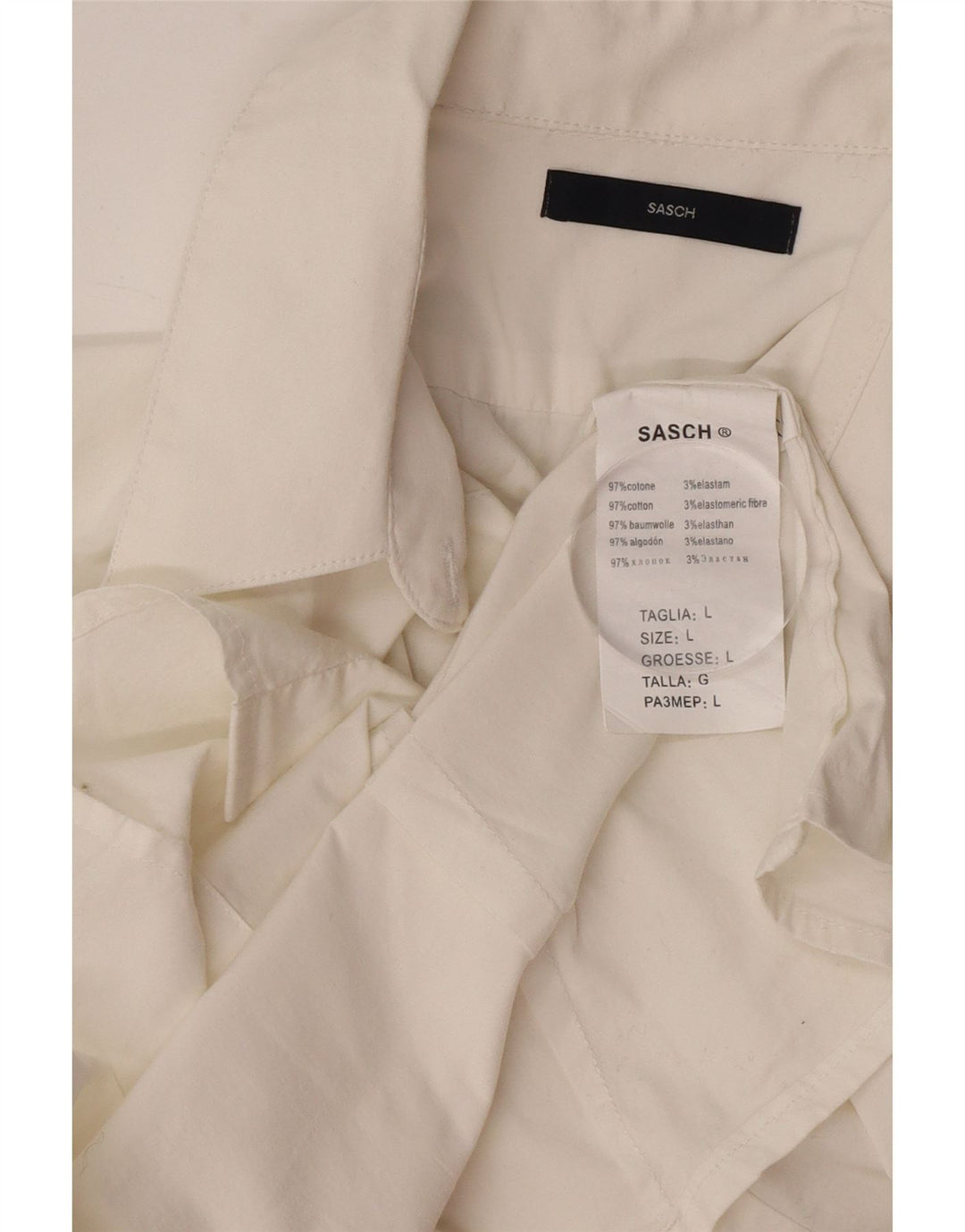 Camisa feminina de manga curta Sasch UK 14 grande algodão branco