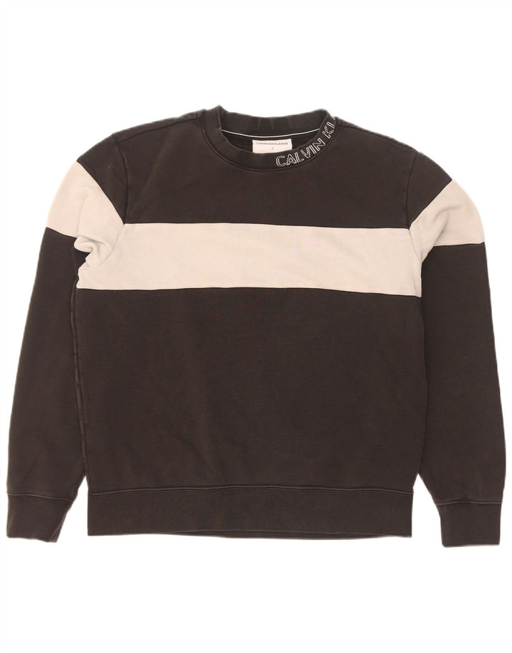 Calvin Klein moletom gráfico masculino jumper pequeno algodão preto