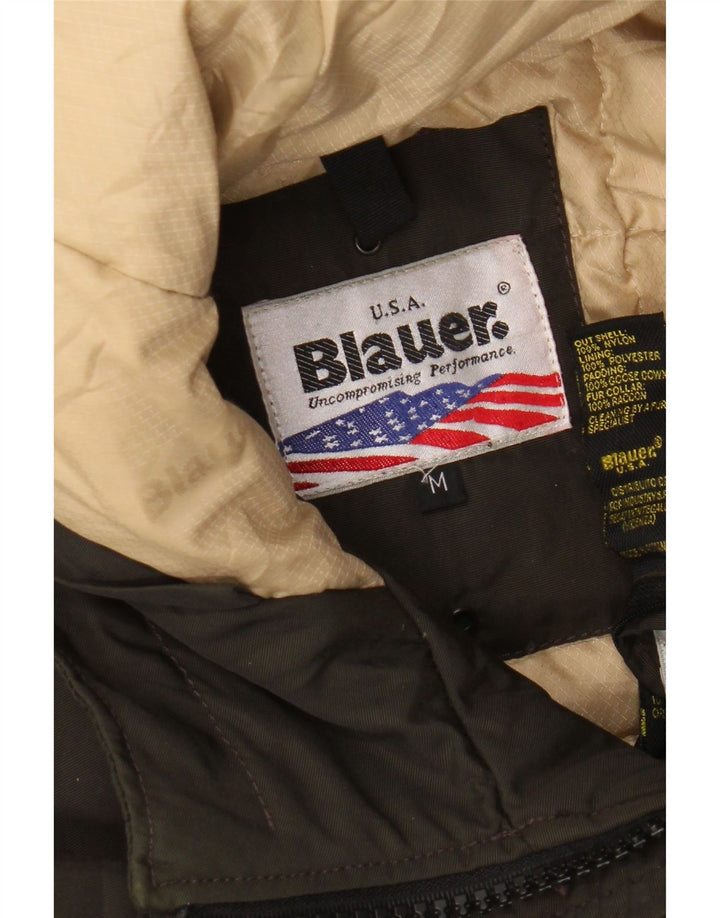 Jaqueta feminina acolchoada com capuz militar Blauer Reino Unido 14 nylon cáqui médio