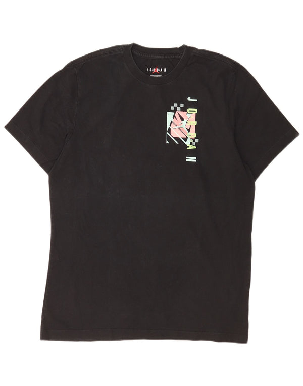 Camiseta Jordan Masculina Standard Fit Graphic Top Grande Algodão Preto