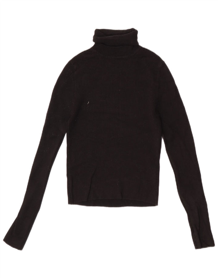 Zara Suéter feminino cropped com gola redonda Reino Unido 12 médio preto viscose