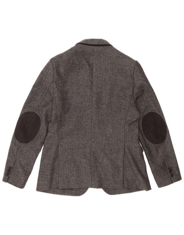 Jaqueta blazer masculina Zara com 2 botões UE 52 grande espinha de peixe cinza