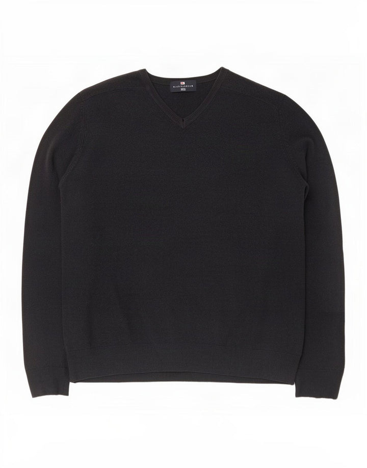 Suéter masculino Marks & Spencer com decote em V médio azul marinho acrílico