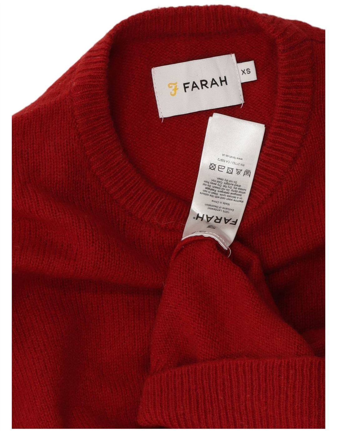 Farah Suéter masculino com gola redonda XS lã de cordeiro vermelha