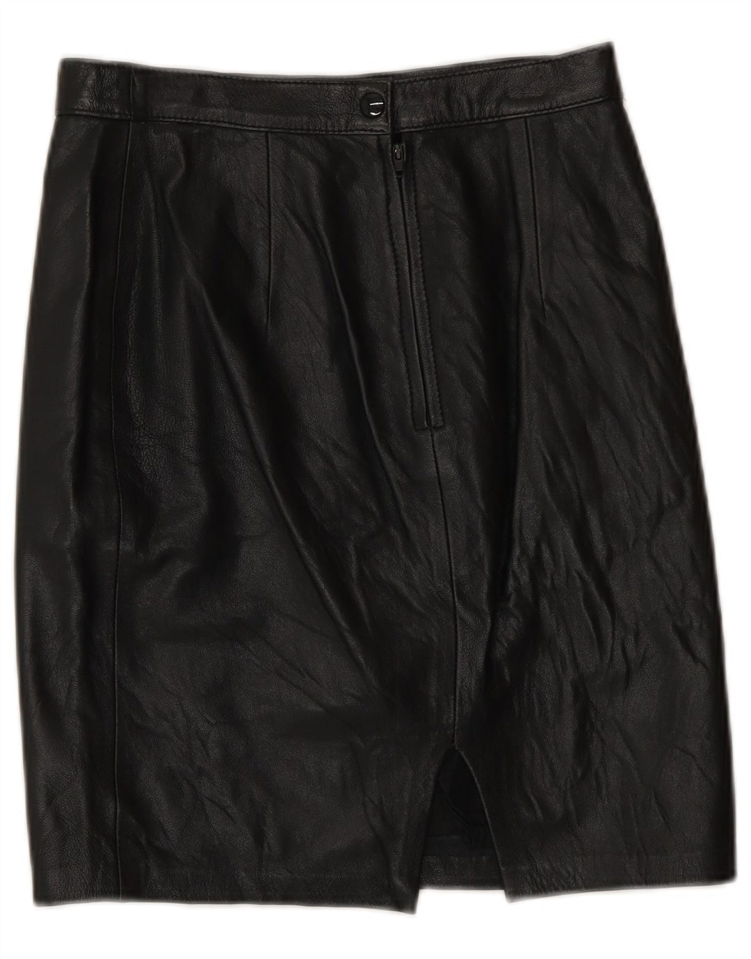 Saia de couro feminina vintage IT 42 médio W26 preta