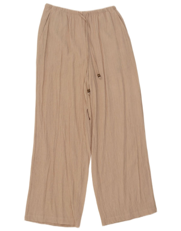 Zara Womens See Through Wide Leg Trousers XS W24 L28 Beige Viscose