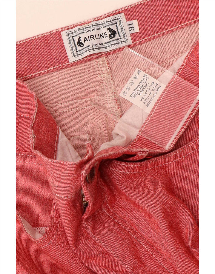 Jeans retos femininos vintage W31 L30 algodão vermelho