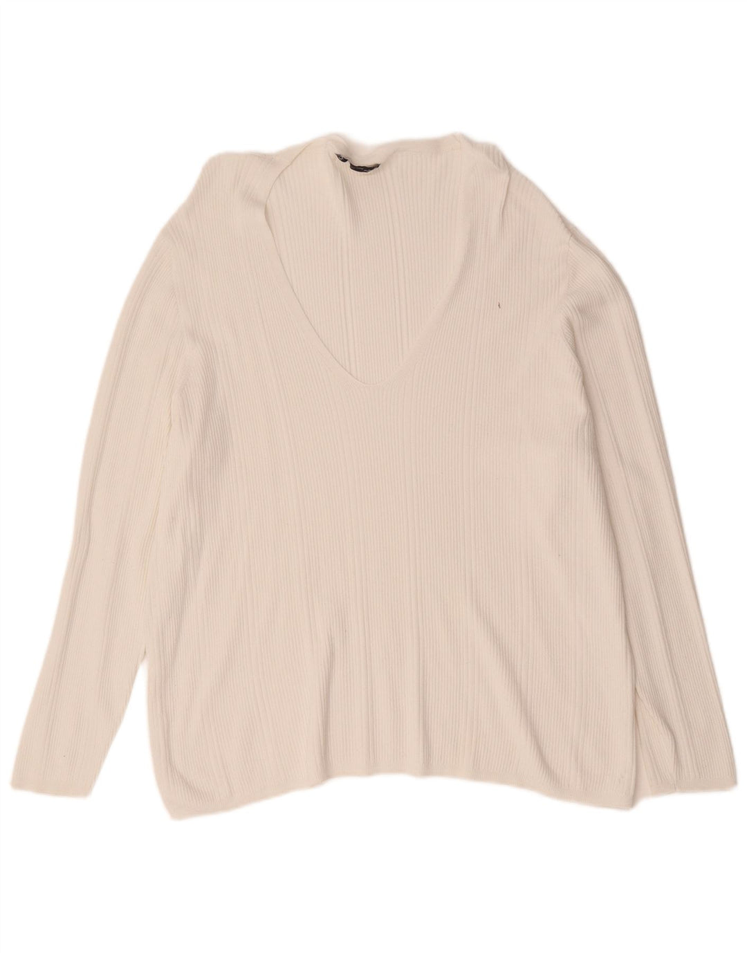 Suéter feminino Marks & Spencer com decote em V UK 24 4XL branco