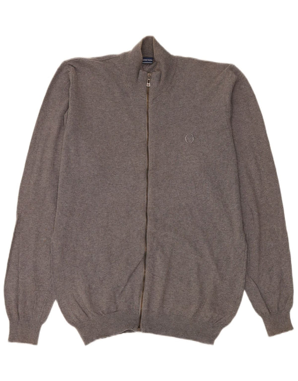 Suéter cardigã masculino Sergio Tacchini algodão cinza médio