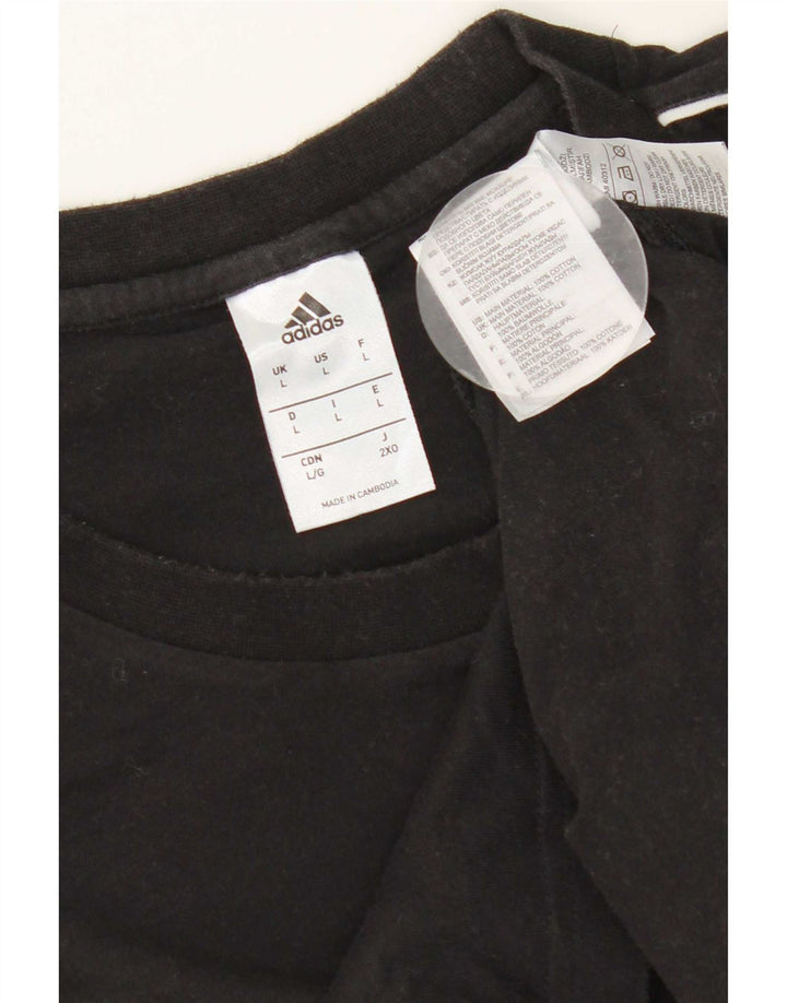 Adidas Mens Camiseta Top Grande Algodão Preto