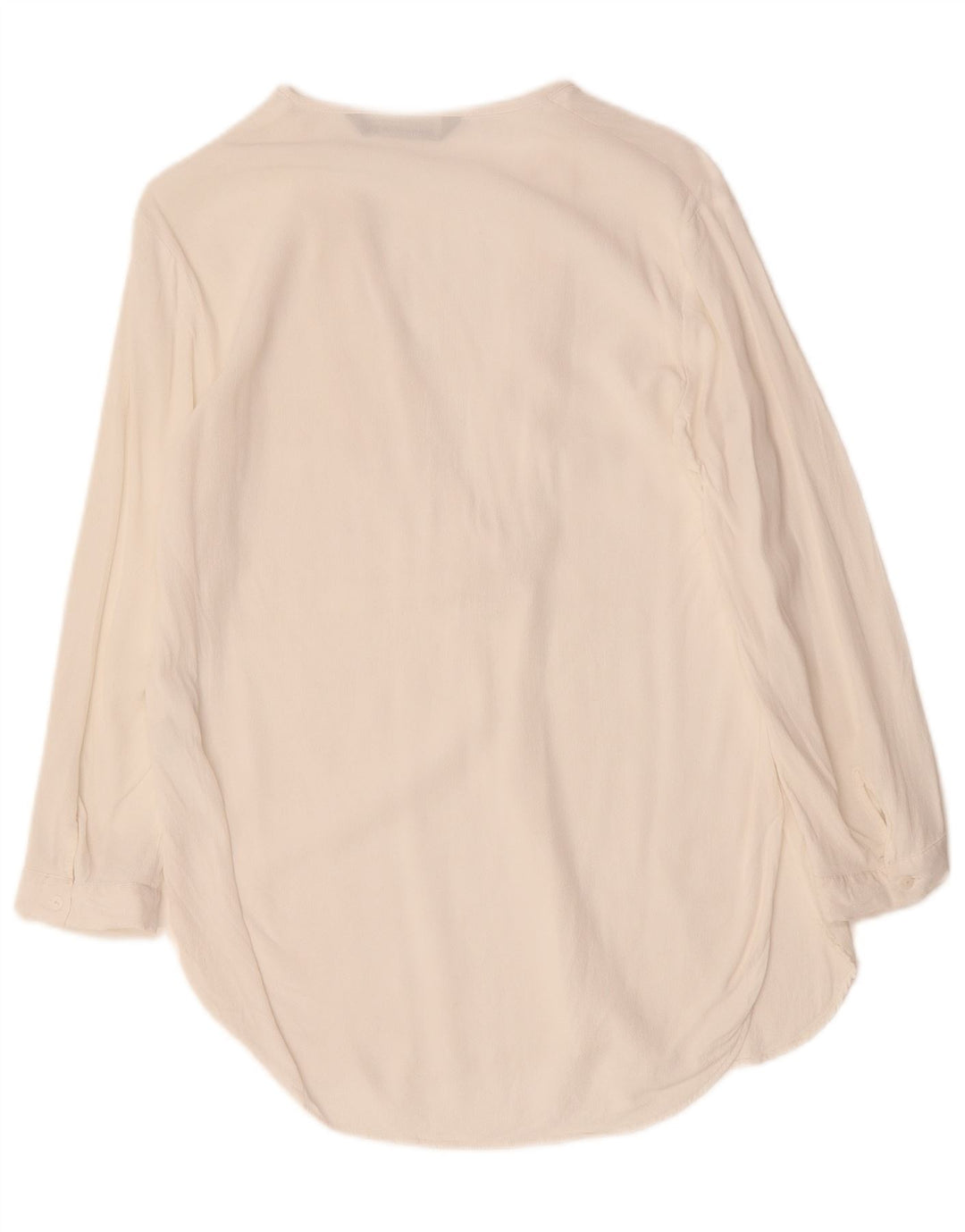 ZARA blusa feminina manga 3/4 top UK 14 médio branco viscose