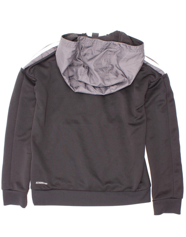 Suéter com capuz Adidas Boys Aeroready com zíper e pescoço 9-10 anos preto colorblock