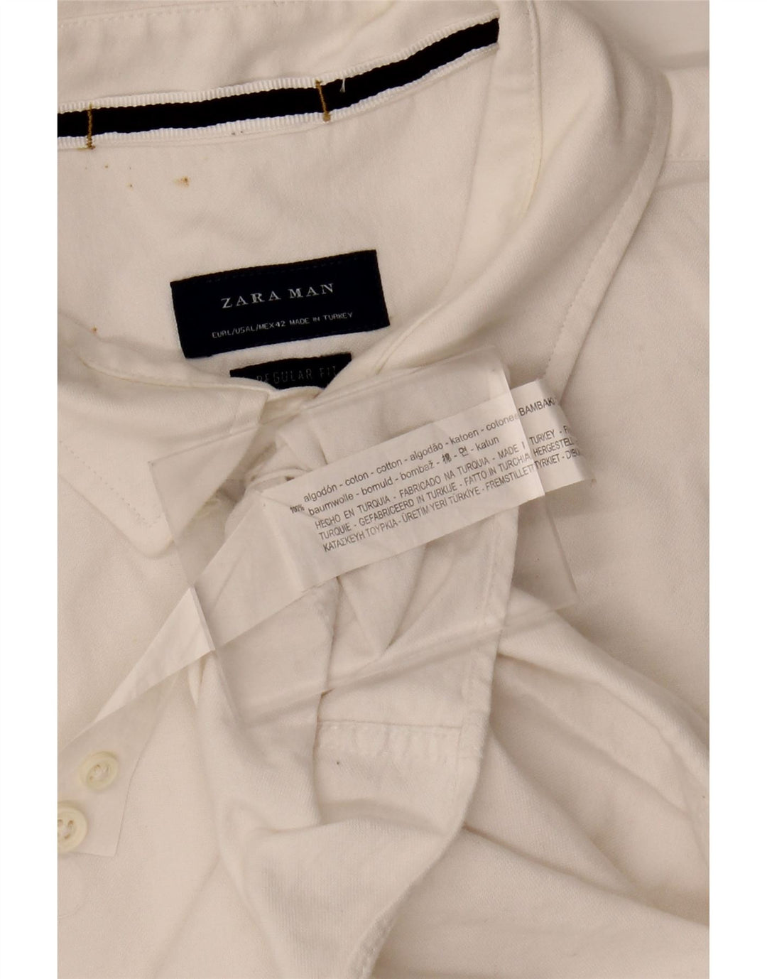Camisa masculina ZARA Regular Fit EU 42 grande algodão branco