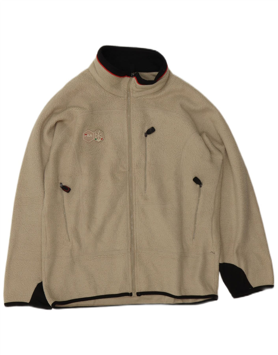 Jaqueta masculina Fila Fleece UK 36 poliéster colorblock bege pequeno