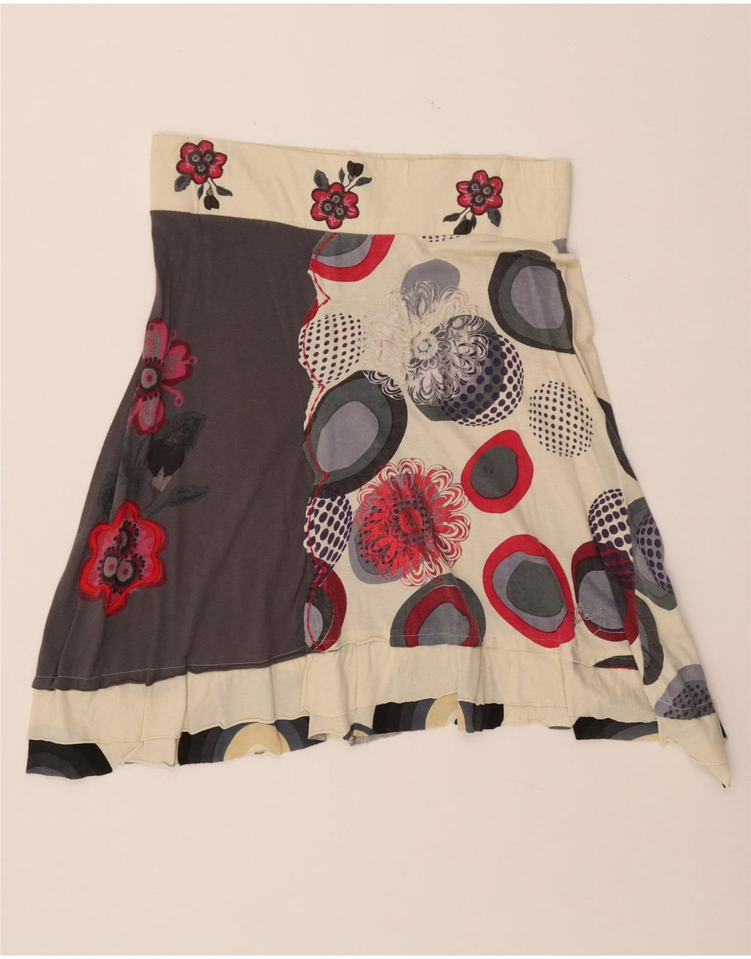 DESIGUAL Saia feminina gráfica assimétrica XL W32 floral multicolorido